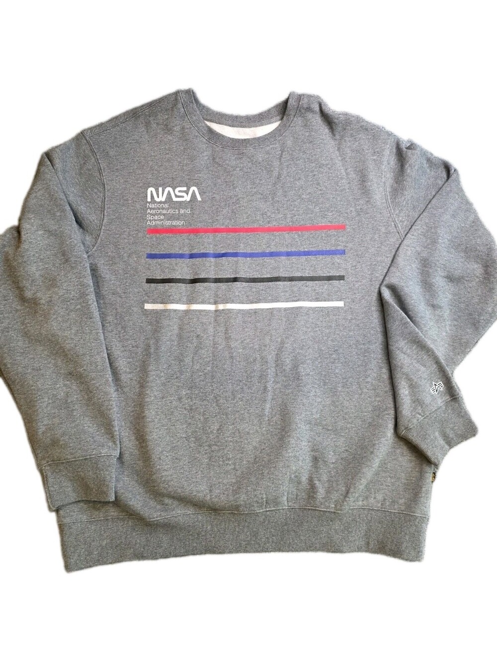 Alpha Industries NASA Line Crew Sweatshirt Gray Mens 2XL EUC Graphic Pullover